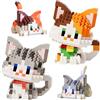 FCXVXCL Gatto Mattoncini da Costruzione, 2PCS Gatto Blocchi da Costruzione Mini Building Blocks Set Micro Mattoncinis Creativi Set 3D Puzzle Blocchi DIY Mattoncini da Costruziones per Regalo di Compleanno