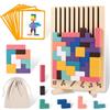 Havnidy Puzzle in legno da impilare, gioco Montessori 3D, blocchi in legno con 10 schede, giocattolo educativo