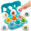 MOONTOY Dinosauro Uovo di Corrispondenza per i più Piccoli 6 Pezzi Giocattoli educativi Montessori Ordinamento Colore Giocattoli per Bambini da Viaggio 12-18 Mesi Sensoriale Forma Sorter Puzzle per 1