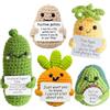 KHEALING Bambola all'uncinetto di patate positive, regalo all'uncinetto di supporto emotivo, bambole a maglia di verdure e frutta di supporto all'incoraggiamento 5PCS con carta positiva