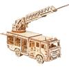 Hallisun Puzzle 3D in legno per adulti - Kit modello meccanico camion dei pompieri, camion a scala con asta estensibile, kit fai da te per hobby fai da te, decorazione domestica, regalo per uomini e