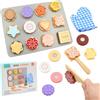 Hyacinthy Accessori per la cucina dei bambini, in legno, per tagliare e cuocere biscotti, gioco di ruolo, set di biscotti giocattolo di ruolo, per bambini dai 3 anni in su