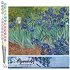 Figured'Art Dipingere con i Numeri - Paint by Numbers Van Gogh campo di Iris, Passatempo per Adulti, Kit Completo, Hobby Creativi - Quadri fai da te 40x50cm senza cornice
