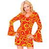W WIDMANN MILANO Party Fashion - Abito da donna anni '70 | Stile Groovy con motivo a cerchi e maniche a tromba, costume per Carnevale, festival e feste a tema