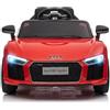 RBFGYIOP Macchina Elettrica Per Bambini 12V, Audi R8 Spyder Edizione Polizia Rosa Con Telecomando Parentale 2.4G, Luci LED, Sirena, Musica MP3, Soft Start, Regalo Per Bambine 3-8 Anni, Rosso