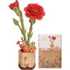 ROBOTIME Puzzle in legno 3D, kit di modelli di fiori artificiali per adulti, decorazione creativa per la casa, accessori per soggiorno, regali per donne a San Valentino (Garofano Rosso)