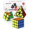ROXENDA Speed Cube Set, [3 Pezzi] Cube Set con Cubo Magico di 2x2 3x3 Piramide, Durevole e Colori Vividi - Tornitura Facile e Giocare Liscio (Original)