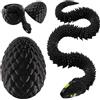 Joycabin Serpente Giocattolo 3D Stampato, Uovo di Drago 3D Stampato Pasqua, Uova di Serpente, Animali 3D Stampati Giocattolo per Bambini Regali, Decorazione da Scrivania e Casa (45cm/Nero)