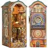 Tonecheer Book Nook Kit con protezione antipolvere e luce LED, Torre dell'orologio 3D puzzle fermalibri in legno, parti mobili e rotanti, fermalibri creativi per biblioteca, set fai da te per adulti