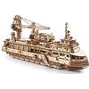 UGEARS Puzzle 3D Nave di ricerca - Regalo per la festa del papà Modello di nave 3D fai-da-te - Esclusivi modellini in legno da costruire per adulti - Modelli meccanici in legno unici e creativi
