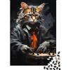 YDSKXITYGKGJ Gatto Elegante Puzzle 1000 Pezzi Carta per Adulti Scena di Scacchi Relax Famiglia Casa Decorazione Regalo 38x26cm/1000pcs