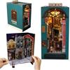 TOPBSFARNY Fermalibri in legno 3D a forma di puzzle, in stile cinese, decorazione per libreria, fai da te, in miniatura, per adulti, regalo con LED per compleanno, Natale