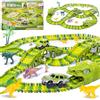 Kinderplay Pista Dinosauri per Macchinine - 360 cm flessibile con 240 pezzi - Auto fuoristrada a batteria, ponti e tunnel - Gioco creativo 3+