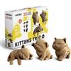 CARTONIC Gattini Trio Puzzle 3D in Cartone - Kit 3 Modellini | 254 Pezzi, Kit Fai da Te in Cartone Riciclato da Montare e Dipingere - Adolescenti e Adulti, Idea Regalo Creativo