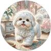 JCOUSDAEO Maltese Puzzle Rotondo Puzzle Per Famiglia Puzzle Grande Adulti Pet Dog 1000 Puzzle Ecofriendly Per Adulti Puzzle Creativo1000pcs (67.5x67.5cm)