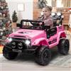 HAUSPROFI Macchina Elettrica per Bambini, 12V Macchina per Bambini, Jeep Elettrica per Bambini con Telecomando 2.4G, LED, Bluetooth, Musica, 5 km/h Max, Auto Elettrica per Bambini, Rosa