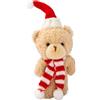 Générique Ornamenti di orso di Natale,Orso di Natale,Orso bianco marrone peluche | Decorazioni per torta in peluche orso di Natale 6,3 pollici, decorazione per la casa per biblioteca, da ufficio