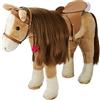 Götz 3403088 Sparky Combed Horse (altezza del bastone 37 cm) - cavallo di peluche marrone, altezza circa 52 cm per bambole in piedi - con sella, briglie e coperta da picnic