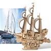 WDEC Puzzle 3D Modello in Legno per Adulti, Fai da Te Modellini da Costruire per Adolescenti e Adulti, Natale e Capodanno, Magnifico Arredamento Della Maison（Barche a vela）