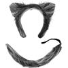 AOOWU Accessori per Costume da Lupo Grigio | Kit di Costume Animale con Cerchietti, Coda, per Halloween Carnevale Festa Cosplay, Capelli Carine In Peluche Cerchietto