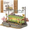 Rolife 3D Puzzle Viaggio Sakura Puzzle in Legno per Adulti da Costruire Kit Modello Sakura Densya con Luci LED Animazione Scena Casa Decorazione Regali di Compleanno Romantici per Lei/Lui