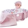 eDollable set di bambola con culla portatile e Accessori, Regalo Bambine 3+ | Set completo bambola 30cm con culla portatile e Accessori | Inclusi Vestiti, Ciuccio per Bambola, Coperta Morbida e Cuscino