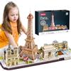 CubicFun Puzzle 3D LED Parigi, Modello Architettura 115 Pezzi | Kit Costruzione Skyline Parigi con Torre Eiffel, Notre Dame, Louvre, Arco di Trionfo, Decorazione Natale