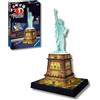Ravensburger - Puzzle 3D Statua Della Libertà Notturna LED, 120 Pezzi | Puzzle 3D LED Statua Della Libertà da 120 pezzi, replica notturna di New York da costruire, decorazione per casa.