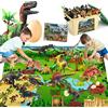 FRUSE Jurassic Dinosauri Giocattolo per Bambini con 145x98cm Tappetino | 12 Pezzi Realistico Figure di Dinosauro, Libro Dinosauro, Scatole Portaoggetti, Educativi, Regali per Bambini di 3 4 5 Anni