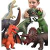 Gzsbaby Set di 6 giocattoli morbidi: Velociraptor, T-Rex e Triceratops, perfetti per gli amanti dei dinosauri e le feste a tema