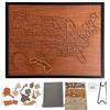 Generic Puzzle della mappa degli Stati Uniti in legno, 30x25 cm, mappa interattiva dei 50 Stati con adesivi e spilli, componente smontabile per casa, cucina, ufficio, regalo per coppie e famiglie