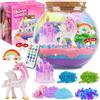 DIY-LAOESE Kit Terrario Unicorno con Luce, Ragazze 4 5 6 7 8 9 10 11 12 Anni | Kit arti e mestieri da montare con unicorni e lucina da cameretta, idea regalo di compleanno e Natale per ragazze