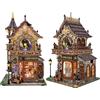 TOPBSFARNY Kit fai da te con angolo libro con luce LED, orologio vintage a tema in legno, puzzle in miniatura 3D, libro decorativo per adulti e ragazzi