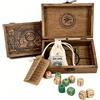 GETBSTOOP Set di dadi divinazione con scatola di legno incisa - 10 pezzi | Dadi Orac di alta qualità per rituali Tarocchi, amplificatore di intuizione fatto a mano per profonde intuizioni simboliche