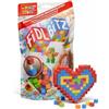 Bauer Spielwaren FIDL BITZ Bag of Bitz - 320 dadi autoadesivi in schiuma, giocattolo creativo per abilità motorie, giocattolo da costruzione, mattoncini adesivi senza dita appiccicose senza residui, per bambini dai 3