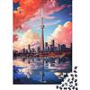 XRUGTKIHZTWF Torre Moderna Tramonto Vista Città Puzzle 1000 Pezzi Puzzle per Adulti Carta Decorazione Famiglia Relax Regalo 38x26cm/1000pcs