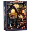 STRUCWOOD Kit fai da te per Halloween, casa delle bambole in miniatura, kit fai da te per adulti e adolescenti, puzzle in legno 3D con castello gotico, decorazione per la casa, regalo per familiari e amici