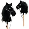 Pink Papaya Cavallo a Dondolo, con Cavezza e briglie, Cavallo a Bastone per l'hobby Horsing, Cavallo da Cavalcare per Bambini.
