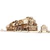 UGEARS V-Express Treno a vapore con tender - Regalo per la festa del papà Puzzle per adulti Kit di modellini di puzzle in legno 3D per adulti ragazzi Kit di costruzione di puzzle 3D Kit di modellini