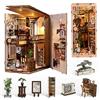 Chinoket Book Nook Kit,Il vicolo in attesa del gatto in stile giapponese, puzzle in legno 3D fai da te con LED, set fai da te per adulti, Idea Regalo Creativa,decorazione per libreria