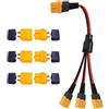 GTIWUNG XT60H Y Splitter Cavo Adattatore Parallelo XT60 1 Femmina a 3 Maschio 12AWG 30CM per Quadricotteri Radiocomandati, 3 Pairs Connettore Spina XT60