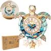 Cutywood Puzzle 3D per adulti - Orologio a tartaruga con orologio funzionale, puzzle in legno 3D (26,2 x 30,5 cm), puzzle 3D da scrivania, decorazione da parete per la casa, regali per amici/notte di