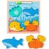 TAXTYHRE Puzzle in Legno per Bambini, Puzzle in Legno Montessori, Puzzle 3d Legno per Bambini, Giocattoli Educativi, Giocattolo per l'Educazione Precoce per Bambini da 1 a 3 Anni(Oceano)