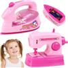 Vistnale Mini Stuff, 2 Pezzi di Giocattoli per Bambini con Ferro e Macchina da Cucire Mini Giocattoli per Bambini, Oggetti realistici con Luce e Suono per Il restauro di Scene Reali