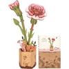 ROBOTIME Puzzle in legno 3D, kit di modelli di fiori artificiali per adulti, decorazione creativa per la casa, accessori per soggiorno, regali per donne a San Valentino (Garofano Rosa)
