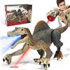 FRUSE Dinosauro Telecomandato Giocattolo, Spinosaurus Dinosauri per Bambini | Tracciamento Luce, Spruzzo Nebbia, Luce LED, Ruggiti Realistici Mentre Cammina, Batterie Ricaricabili, Regalo per Bambini 3 4