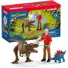 Schleich DINOSAURS | Attacco del Tyrannosaurus Rex 41465 | 5 pezzi | Set da gioco dai 5 anni | set con personaggi, numerose funzioni e tanti accessori