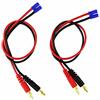 OliYin 2pcs EC2 Maschio a 4mm connettore Spina a Banana Spina Adattatore Cavo di Carica Piombo Cavi di Prova 16awg 11.8 Pollici per Batteria RC Lipo (Confezione da 2)