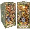 STRUCWOOD Kit fai da te in miniatura per casa delle bambole a LED, puzzle 3D, fermalibri in legno, giocattolo per adolescenti, idea regalo, decorazione per la stanza, angolo del libro da giardino, kit