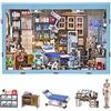 fifijoy Kit per angolo del libro, kit in miniatura fai da te, puzzle 3D in miniatura per casa delle bambole, libreria, inserto scaffale, regali per gli amanti dei libri (ufficio del medico)
